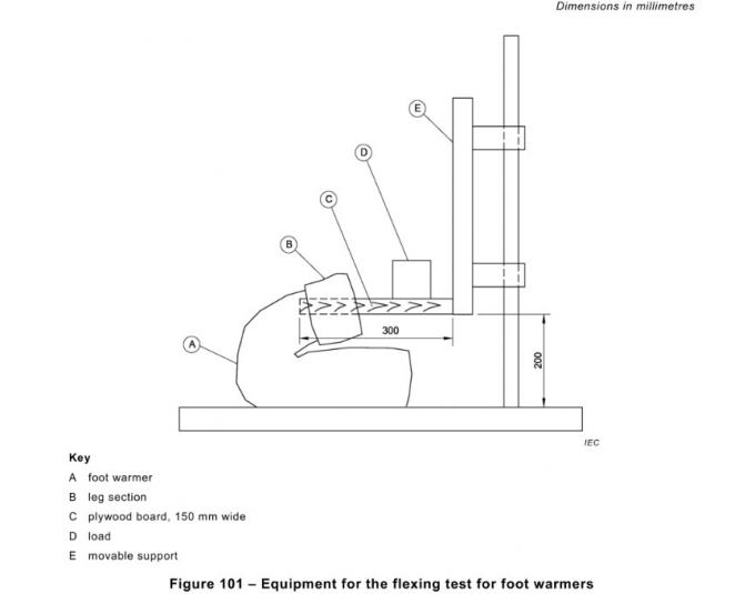 อุปกรณ์ทดสอบการงอเท้าของอุ่นเท้า IEC 60335-2-81 รูปภาพ 101 0